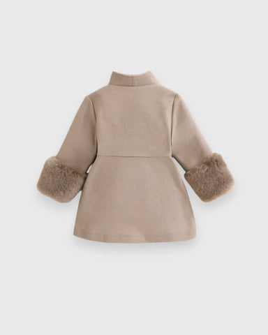 Baby Girl Fuzzy Trim Cuff Coat