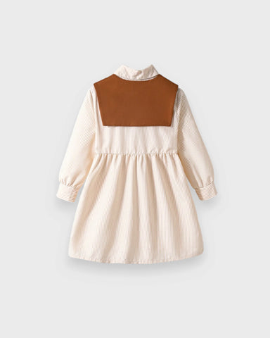 Girls Stripe Polo Dress w/ Shawl Scarf Tie