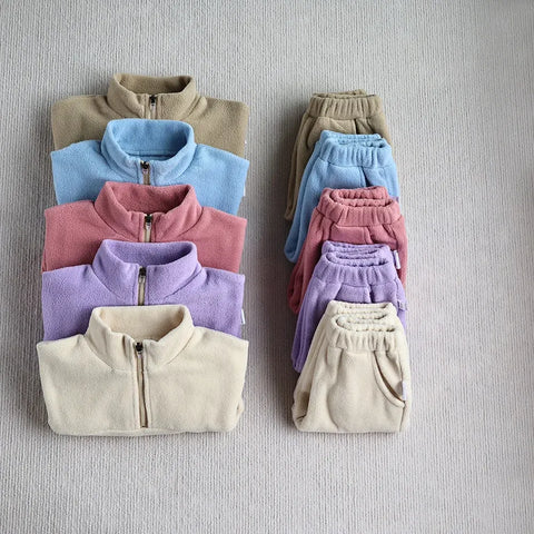 2 Pc Baby Quarter Zip Fleece Sweat Suit