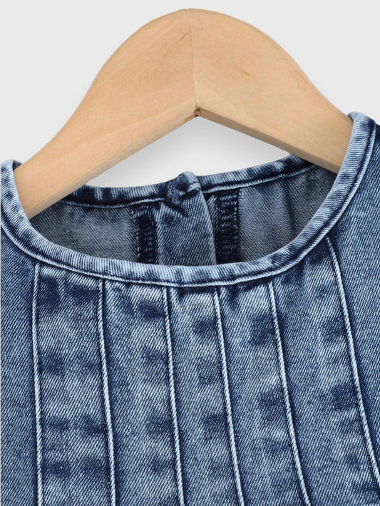 2 Pc Baby Girl Denim Pleat Dress w/ Bag