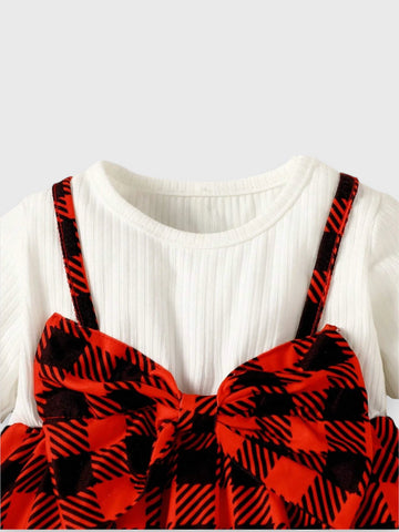 Baby Girl 2 in 1 Buffalo Plaid Dress with Headband