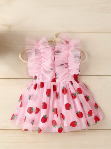 Baby Girl Sparkle Strawberry Tulle Dress