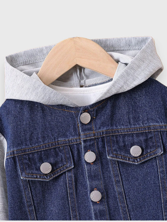 2 Piece Baby Boy Hoodie Denim Jacket with Pants