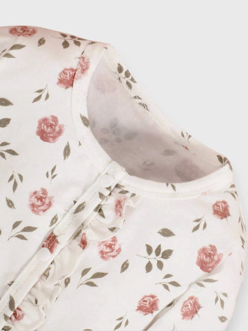 2 Pc Baby Girl Painted Roses Sleeper