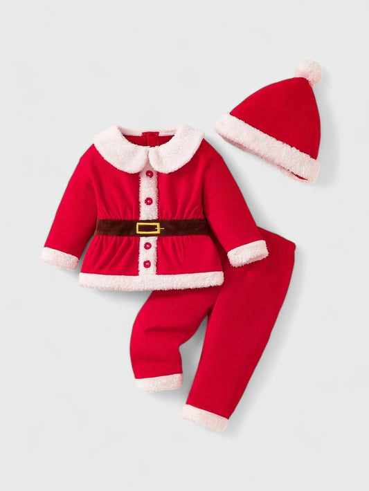 3 Pc Baby Santa Clause Fleece Costume