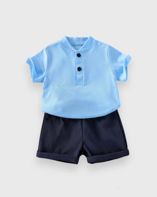 Baby Boy Quarter Button Tee & Shorts Set