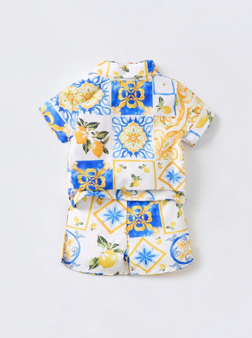 2 Pc Baby Boy Lemon Shirt and Shorts Set