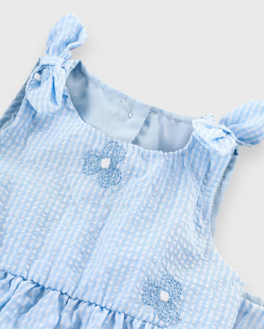 2 Pc Baby Girl Stripe Floral Emb Peplum Wide Leg Set