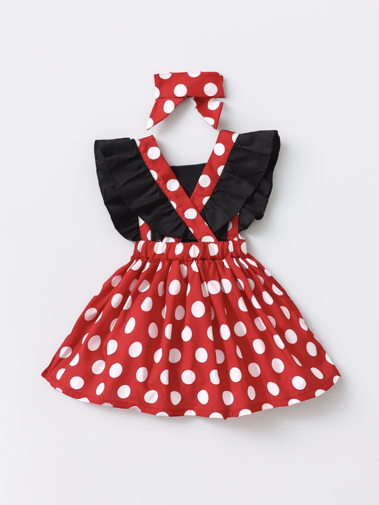 Baby Girl Red Pink Polka Dot dress Costume