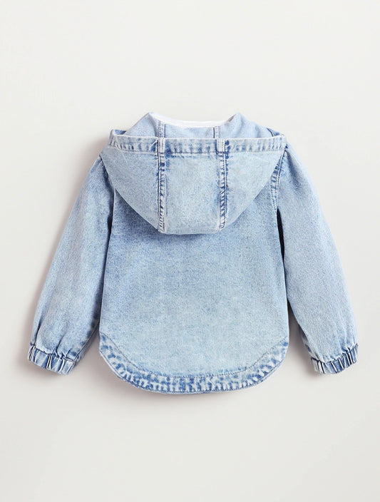 Baby Girl Hooded Denim Shirt