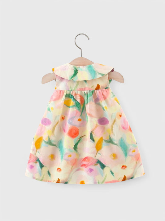 2 Pc Watercolor Floral Dress with Bag