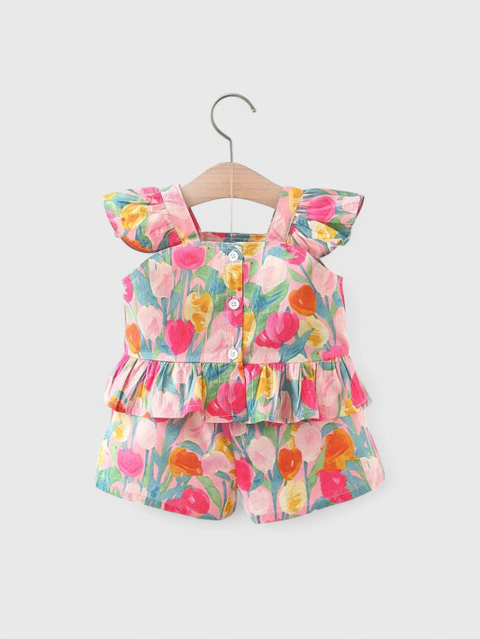 2 Pc Baby Girl Tulip Shirt and Short Set