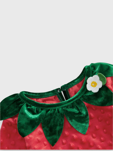 3 Pcs Baby Strawberry Bodysuit Socks Set