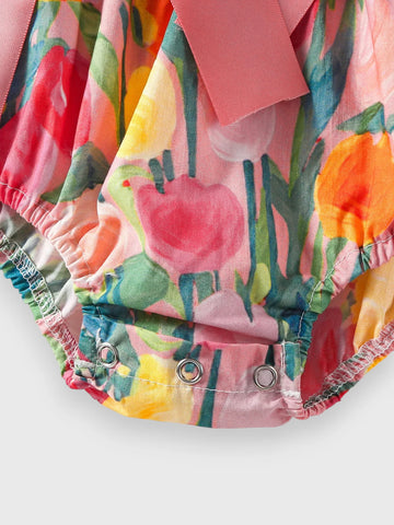 2 Pc Baby Girl Watercolor Bodysuit with Headband