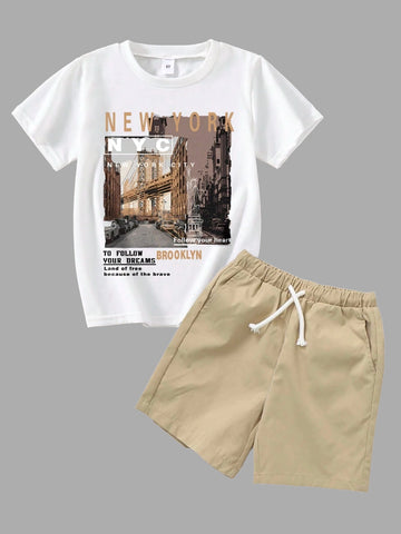 Toddler Little Boys New York Tee and Shorts