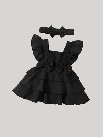 2 Pc Baby Girl Ruffle Trim Layered Dress