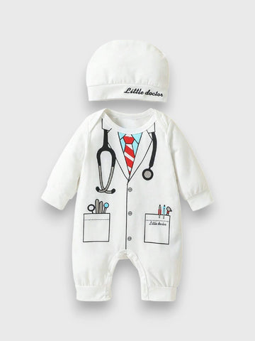 Infant Newborn baby Little Doctor Onesie with Hat