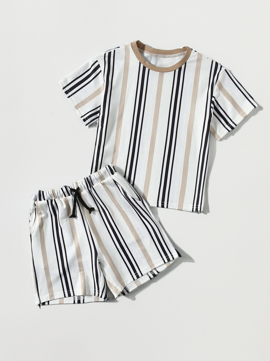 Toddler Boys Stripe Print T-shirts and Shorts Set