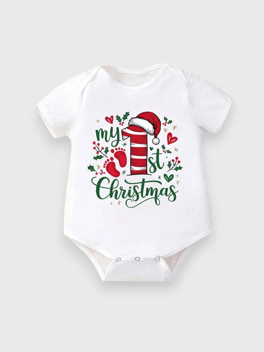 2 Pc Baby 1st Christmas Bodysuit