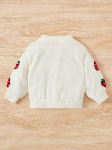 Baby Girl Strawberry Knit Crewneck Sweater