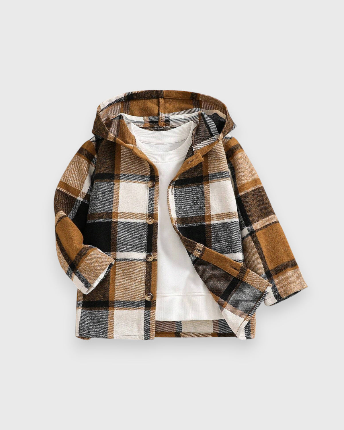 Toddler Boy Hooded Plaid Shirt
