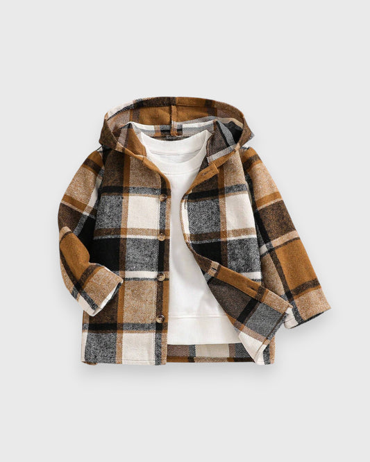 Toddler Boy Hooded Plaid Shirt