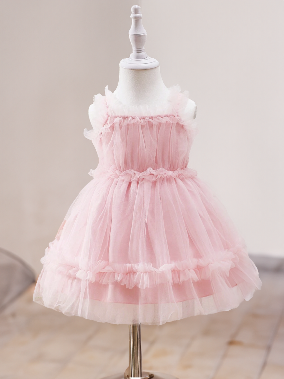 Baby Girl Blue Ruffle Trim Tulle Fairytale Princess Dress