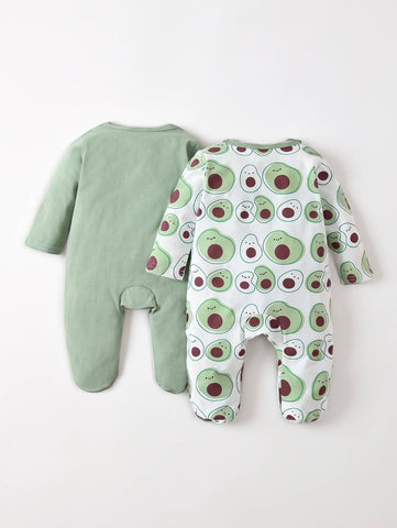 2 Pcs Button up Egg Avocado Footed Sleeper