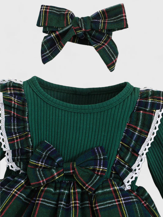 2 Pc Baby Girl Tartan Dress w/ Headband