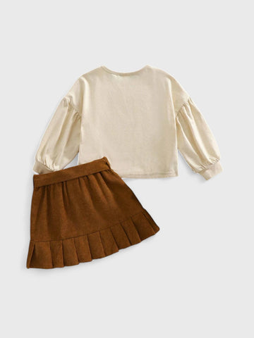 2 Pc Baby Autumn Corduroy Skirt Set