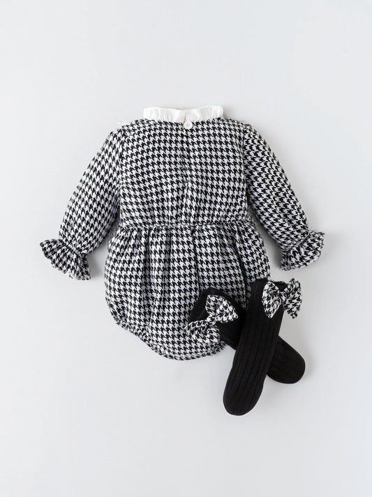 Baby Girl Houndstooth Bodysuit with Sock