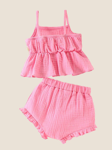 2 Pcs Baby Girl Flower Applique Cami and Bloomers Set