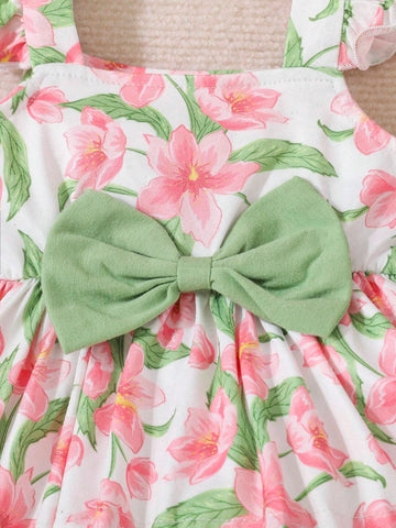 3 Pc Spring Floral Printed Baby Girl Tank Shorts