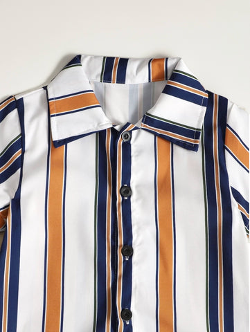 Toddler Little Boys Stripe Collar Shirt Set