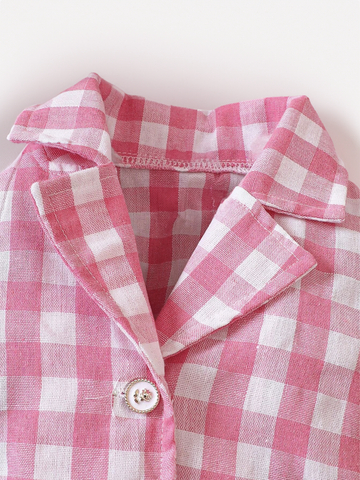 4 pc Baby Girl Pink Gingham Plaid Set