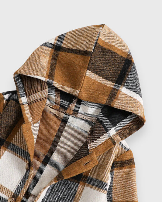 Toddler Boy Hooded Plaid Shirt