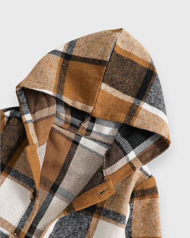 Toddler Boy Hooded Plaid Shirt