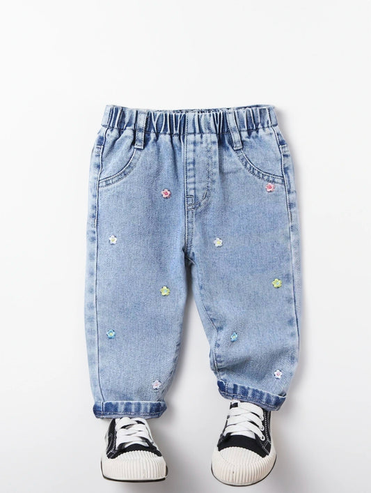 Baby Girl Flower Embroidery Jeans