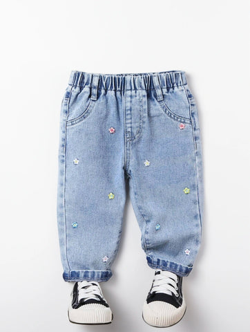 Baby Girl Flower Embroidery Jeans