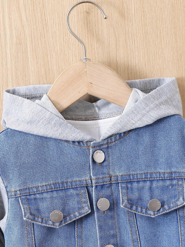 2 Piece Baby Boy Hoodie Denim Jacket with Pants