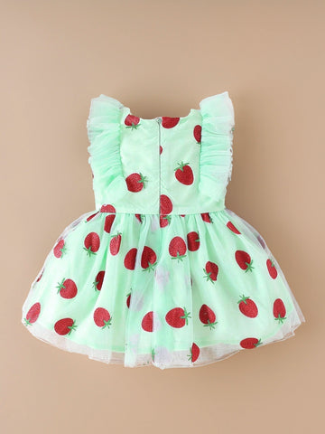 Baby Girl Sparkle Strawberry Tulle Dress