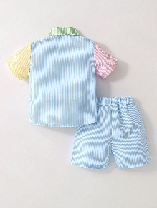 Toddler Little Boys Rainbow Stripe Set