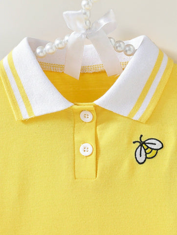 Baby Girl Stripe Polo Character Embroidery Dress