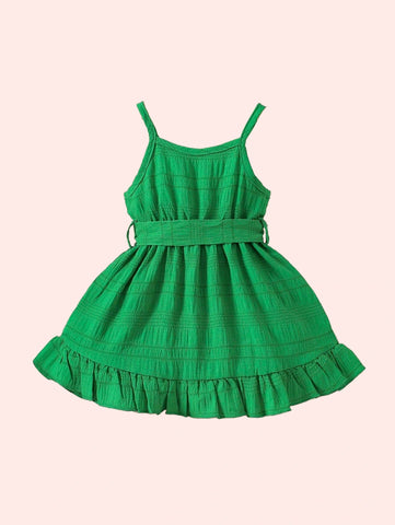 Baby Girl Ruffle Belted Cami Dress