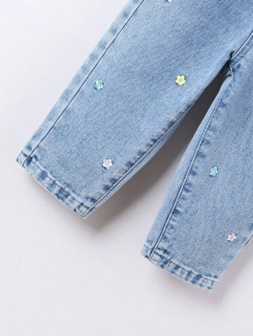 Baby Girl Flower Embroidery Jeans