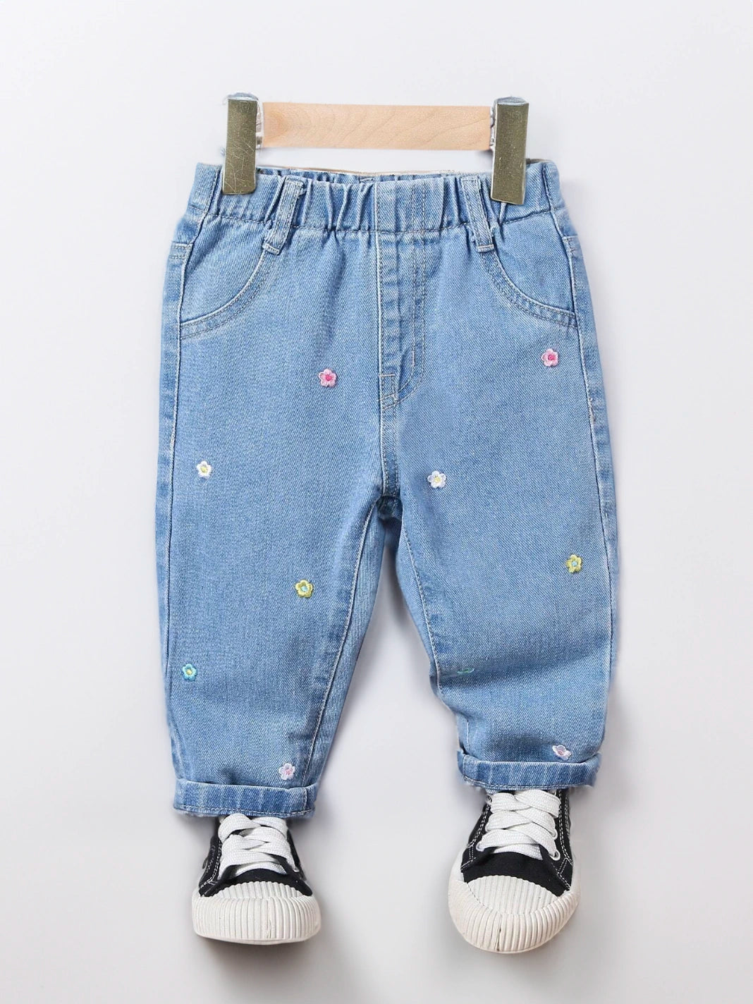 Baby Girl Flower Embroidery Jeans