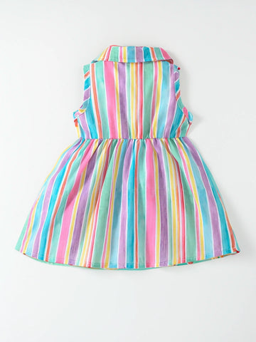 Baby Girl Rainbow Vertical Stripe Dress