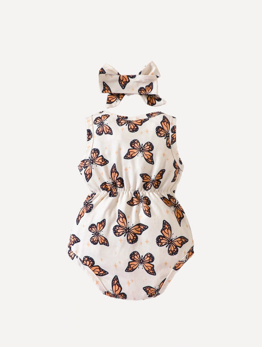 2 piece Baby Girl Butterfly Bodysuit & Headband