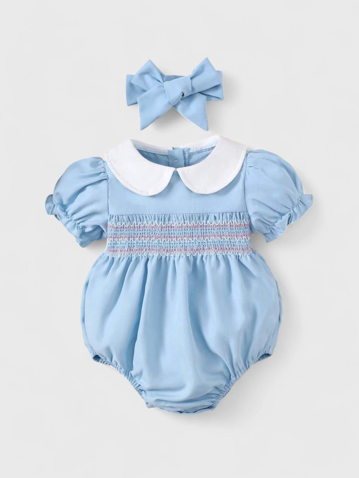 2 Pc Baby Girl Collar Bubble Sleeve Bodysuit