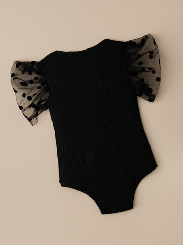 Baby Girl Flocked Dot Sleeve Bodysuit